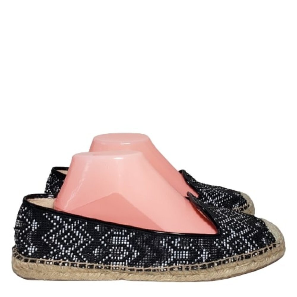 Nine West Beachinit Black Chevron Slip-On Flats